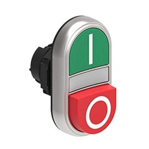 Pulsante Doppio da Pannello Diam.22 1 pulsante sporgente e 1 rasato. Entrambi ad impulso, verde - rosso/I - 0